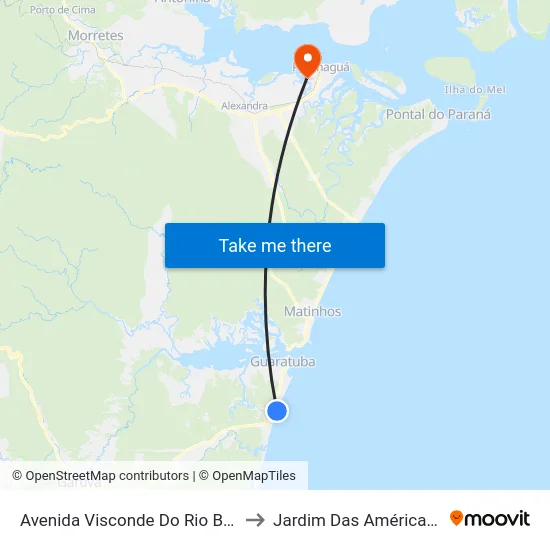 Avenida Visconde Do Rio Branco, 4780 to Jardim Das Américas-Curitiba map