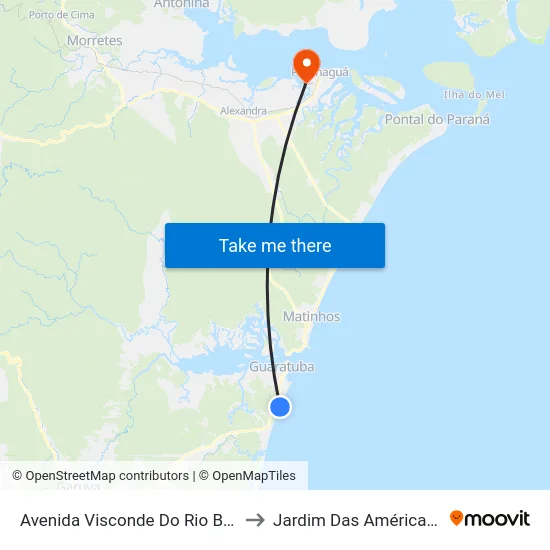 Avenida Visconde Do Rio Branco, 3700 to Jardim Das Américas-Curitiba map