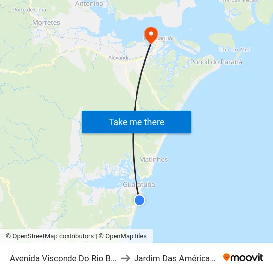 Avenida Visconde Do Rio Branco, 451 to Jardim Das Américas-Curitiba map