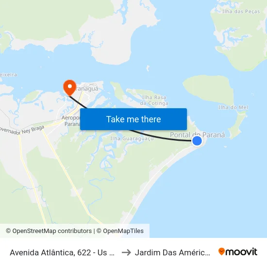 Avenida Atlântica, 622 - Us Pontal Do Sul to Jardim Das Américas-Curitiba map