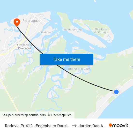 Rodovia Pr 412 - Engenheiro Darci Gomes De Morais (35 - Barrancos) to Jardim Das Américas-Curitiba map