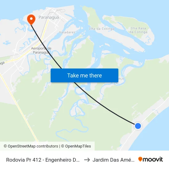 Rodovia Pr 412 - Engenheiro Darci Gomes De Morais to Jardim Das Américas-Curitiba map