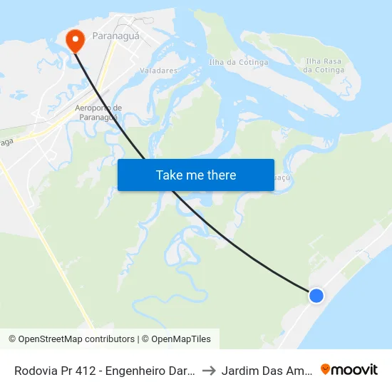 Rodovia Pr 412 - Engenheiro Darci Gomes De Morais, 9935 to Jardim Das Américas-Curitiba map