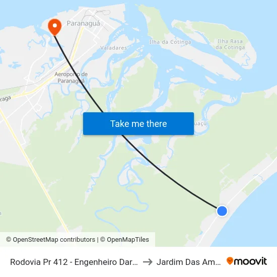 Rodovia Pr 412 - Engenheiro Darci Gomes De Morais, 9183 to Jardim Das Américas-Curitiba map