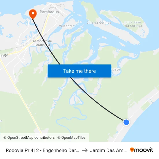 Rodovia Pr 412 - Engenheiro Darci Gomes De Morais, 8603 to Jardim Das Américas-Curitiba map