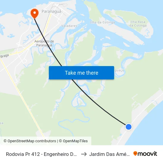 Rodovia Pr 412 - Engenheiro Darci Gomes De Morais to Jardim Das Américas-Curitiba map