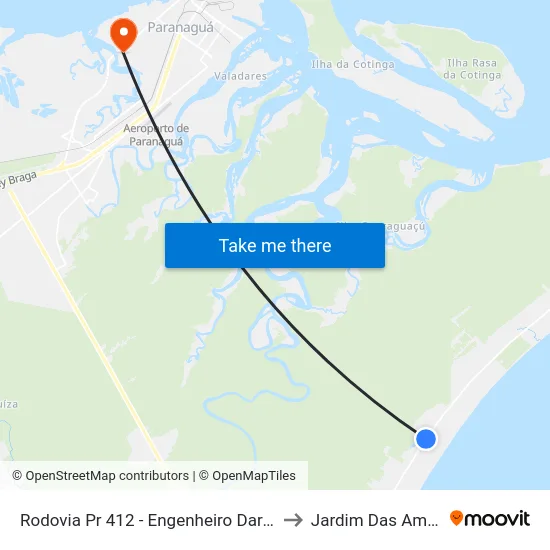 Rodovia Pr 412 - Engenheiro Darci Gomes De Morais, 7405 to Jardim Das Américas-Curitiba map