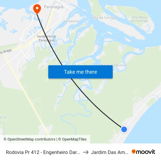 Rodovia Pr 412 - Engenheiro Darci Gomes De Morais, 7092 to Jardim Das Américas-Curitiba map