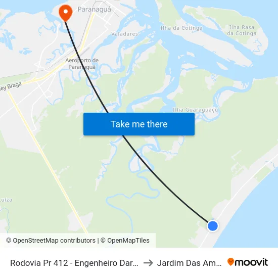 Rodovia Pr 412 - Engenheiro Darci Gomes De Morais, 6652 to Jardim Das Américas-Curitiba map