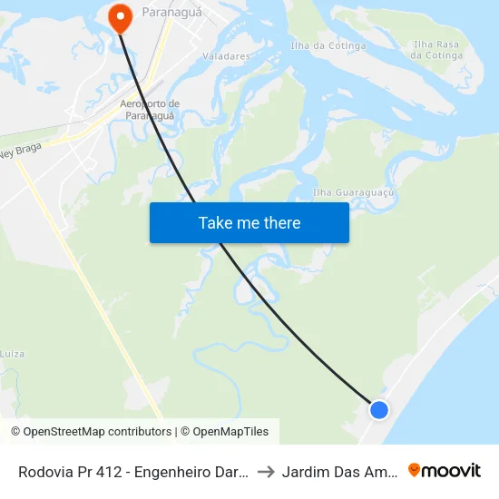 Rodovia Pr 412 - Engenheiro Darci Gomes De Morais, 6281 to Jardim Das Américas-Curitiba map