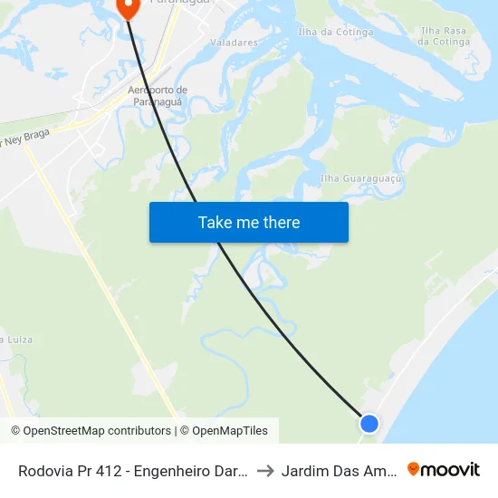 Rodovia Pr 412 - Engenheiro Darci Gomes De Morais, 5022 to Jardim Das Américas-Curitiba map