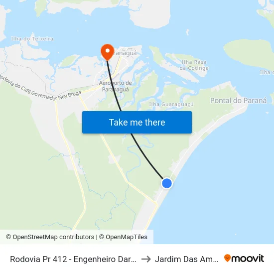 Rodovia Pr 412 - Engenheiro Darci Gomes De Morais, 3227 to Jardim Das Américas-Curitiba map