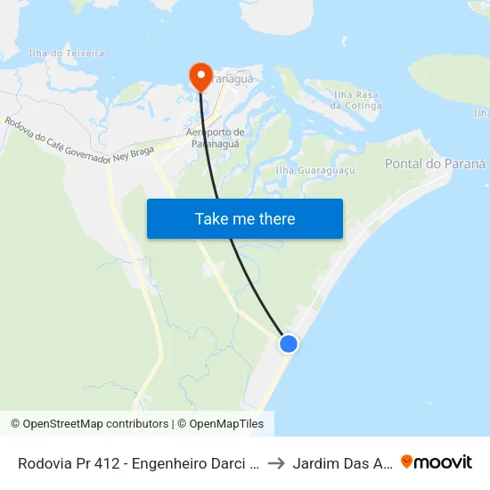 Rodovia Pr 412 - Engenheiro Darci Gomes De Morais, 98 - Praia De Leste to Jardim Das Américas-Curitiba map