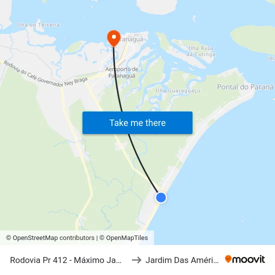 Rodovia Pr 412 - Máximo Jamur (04 - Beltrami) to Jardim Das Américas-Curitiba map