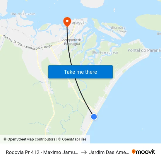 Rodovia Pr 412 - Maximo Jamur - Marco 01 - Monções to Jardim Das Américas-Curitiba map