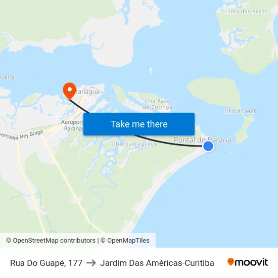Rua Do Guapé, 177 to Jardim Das Américas-Curitiba map