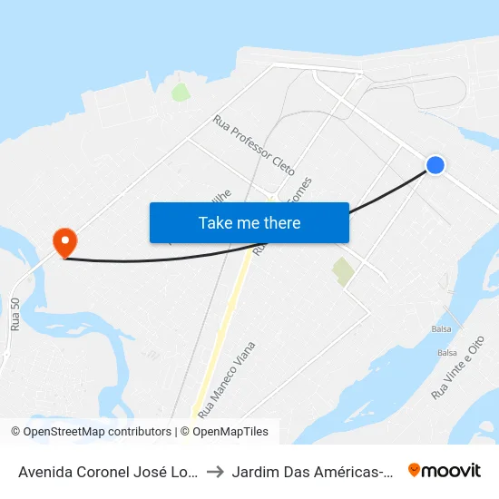 Avenida Coronel José Lobo, 776 to Jardim Das Américas-Curitiba map