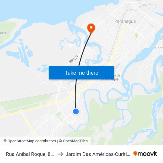 Rua Aníbal Roque, 813 to Jardim Das Américas-Curitiba map