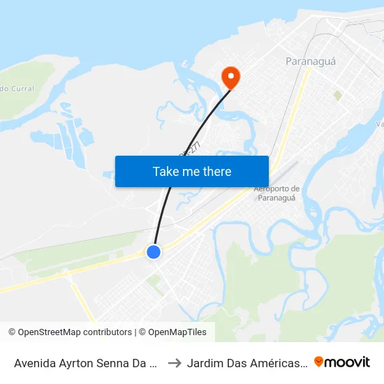 Avenida Ayrton Senna Da Silva, 7443 to Jardim Das Américas-Curitiba map