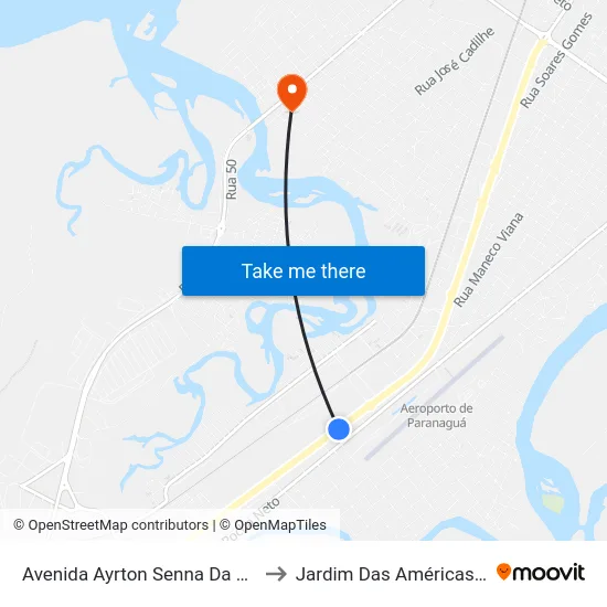 Avenida Ayrton Senna Da Silva, 4861 to Jardim Das Américas-Curitiba map