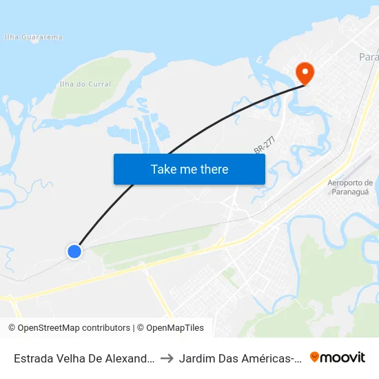 Estrada Velha De Alexandra, 4493 to Jardim Das Américas-Curitiba map