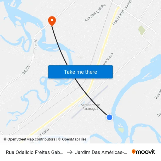 Rua Odalicio Freitas Gabriel, 143 to Jardim Das Américas-Curitiba map
