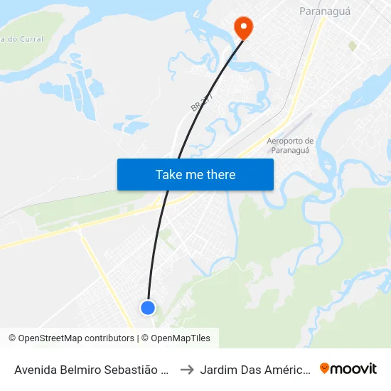 Avenida Belmiro Sebastião Marques, 3430 to Jardim Das Américas-Curitiba map