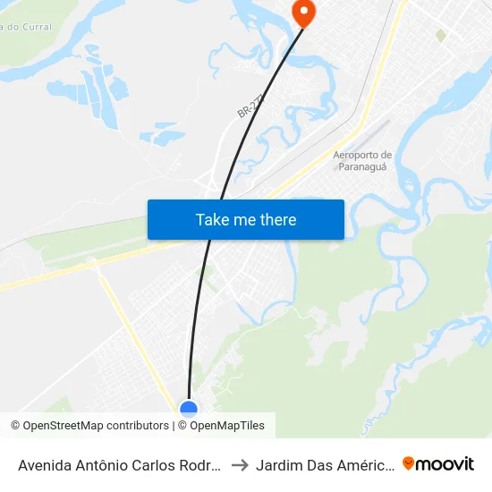 Avenida Antônio Carlos Rodrigues, 184 (Ifpr) to Jardim Das Américas-Curitiba map