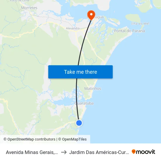 Avenida Minas Gerais, 507 to Jardim Das Américas-Curitiba map