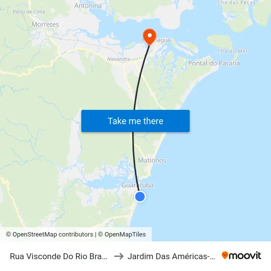 Rua Visconde Do Rio Branco, 550 to Jardim Das Américas-Curitiba map