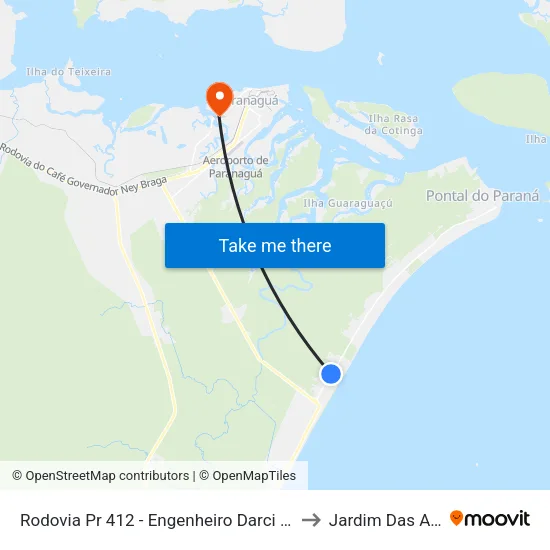 Rodovia Pr 412 - Engenheiro Darci Gomes De Morais, 2276 (20 - Canoas) to Jardim Das Américas-Curitiba map