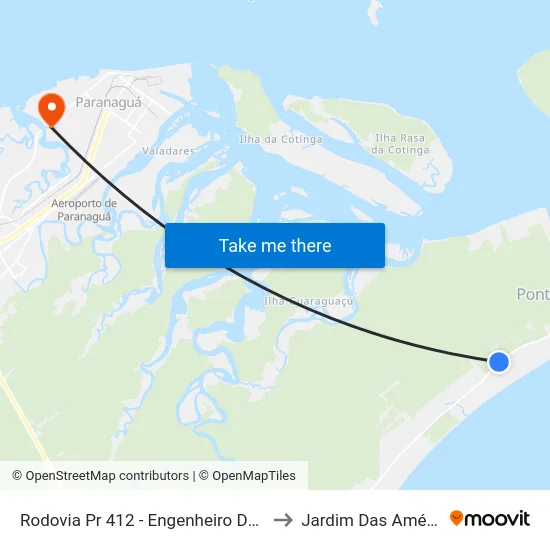 Rodovia Pr 412 - Engenheiro Darci Gomes De Morais to Jardim Das Américas-Curitiba map