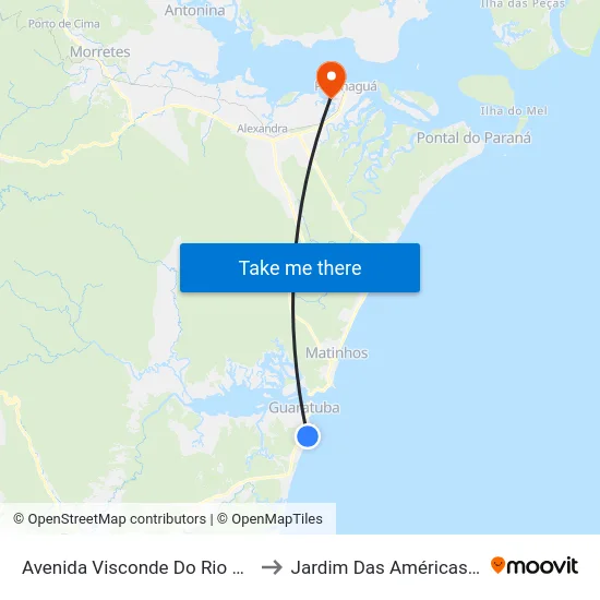 Avenida Visconde Do Rio Branco, 40 to Jardim Das Américas-Curitiba map