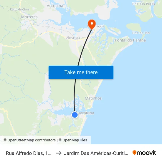 Rua Alfredo Dias, 165 to Jardim Das Américas-Curitiba map