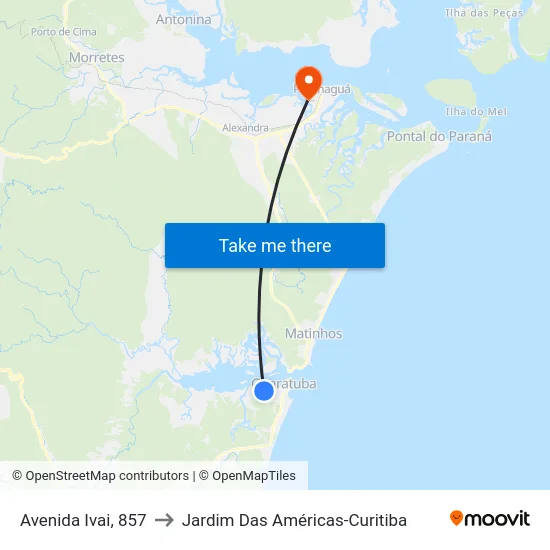 Avenida Ivai, 857 to Jardim Das Américas-Curitiba map