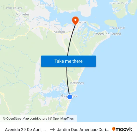 Avenida 29 De Abril, 608 to Jardim Das Américas-Curitiba map