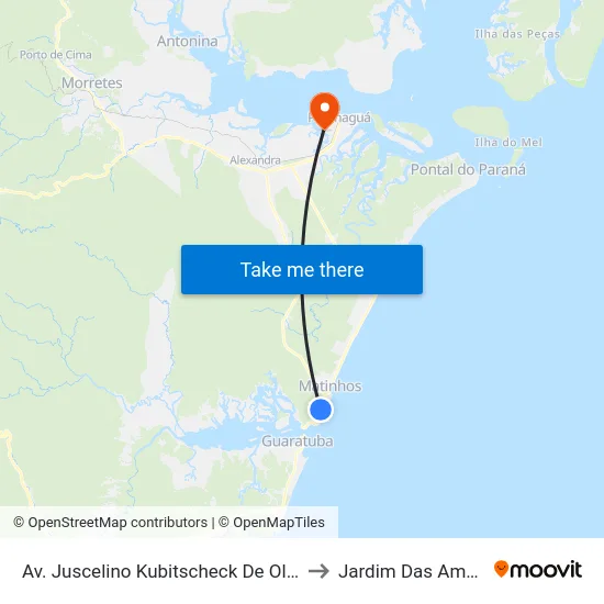 Av. Juscelino Kubitscheck De Oliveira, 1521 - Super Rede to Jardim Das Américas-Curitiba map