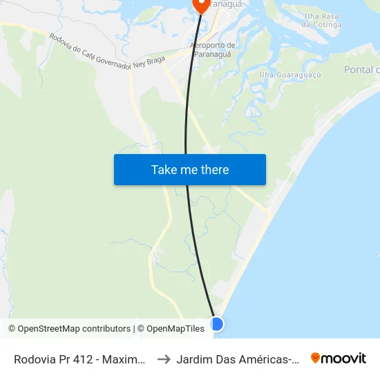 Rodovia Pr 412 - Maximo Jamur to Jardim Das Américas-Curitiba map