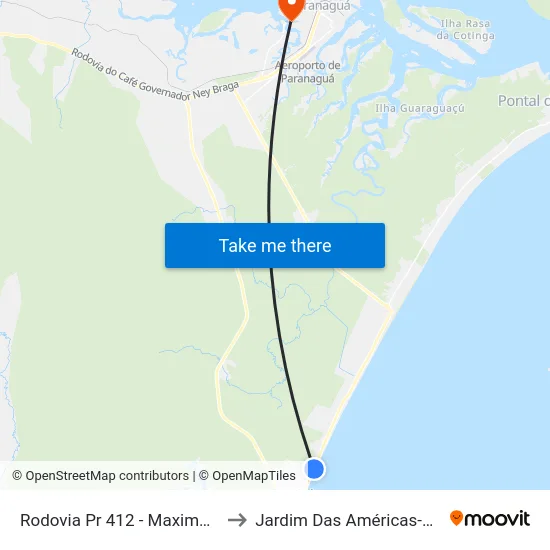 Rodovia Pr 412 - Maximo Jamur to Jardim Das Américas-Curitiba map