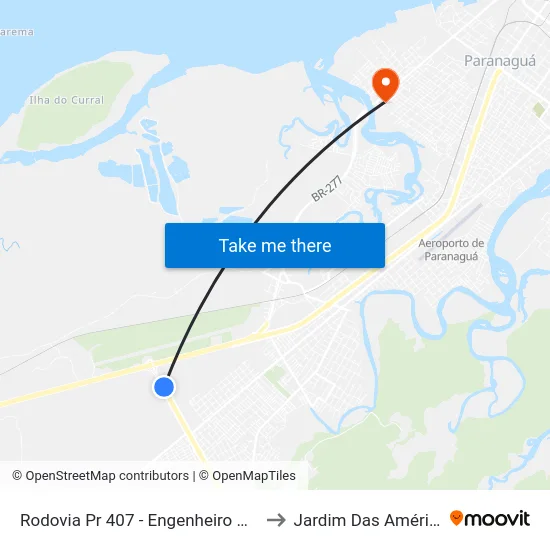 Rodovia Pr 407 -  Engenheiro Argus Tha Heyn, 24 to Jardim Das Américas-Curitiba map