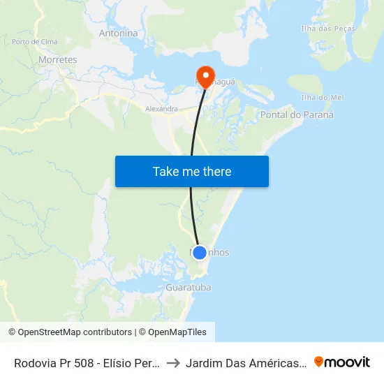 Rodovia Pr 508 - Elísio Pereira Alves to Jardim Das Américas-Curitiba map