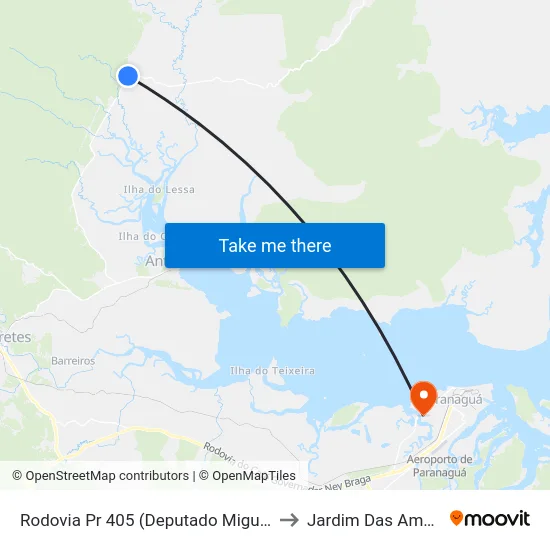 Rodovia Pr 405 (Deputado Miguel Bufara) - Trevo Pr 340 to Jardim Das Américas-Curitiba map