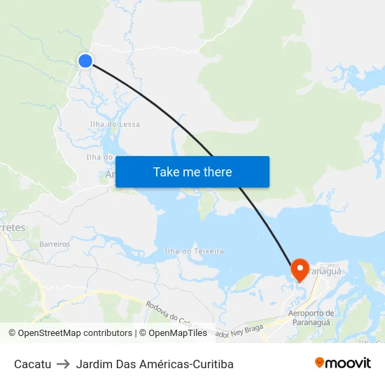 Cacatu to Jardim Das Américas-Curitiba map