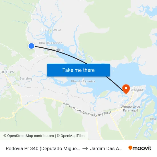 Rodovia Pr 340 (Deputado Miguel Bufara) - Estação Ecológica to Jardim Das Américas-Curitiba map