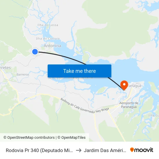 Rodovia Pr 340 (Deputado Miguel Bufara), 278 to Jardim Das Américas-Curitiba map