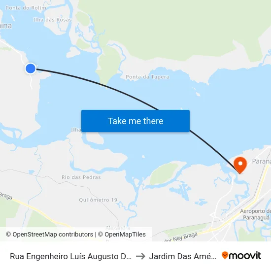 Rua Engenheiro Luís Augusto De Leão Fonseca, 1076 to Jardim Das Américas-Curitiba map