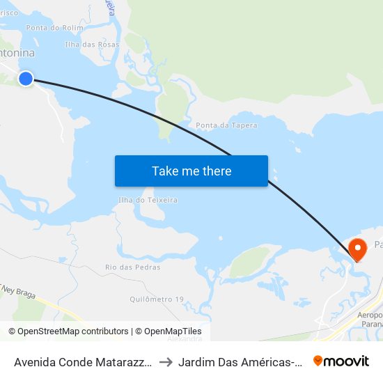 Avenida Conde Matarazzo, 1209 to Jardim Das Américas-Curitiba map