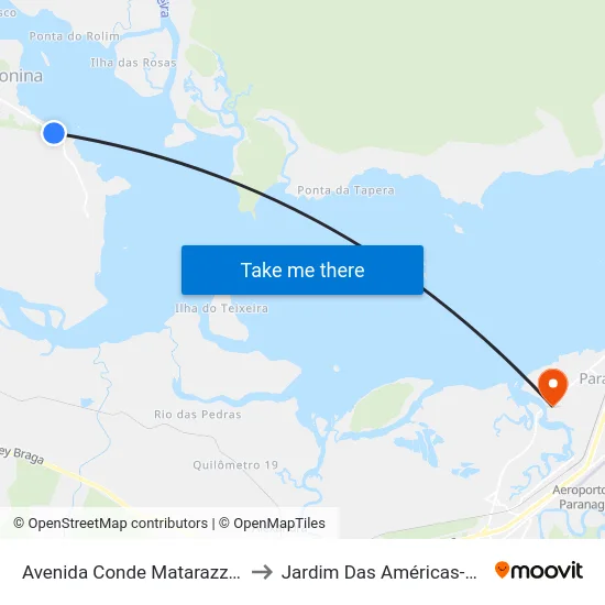 Avenida Conde Matarazzo, 1876 to Jardim Das Américas-Curitiba map