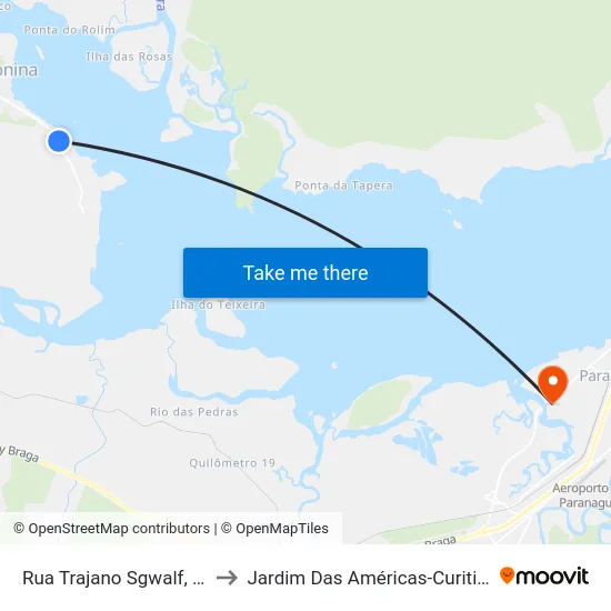 Rua Trajano Sgwalf, 81 to Jardim Das Américas-Curitiba map