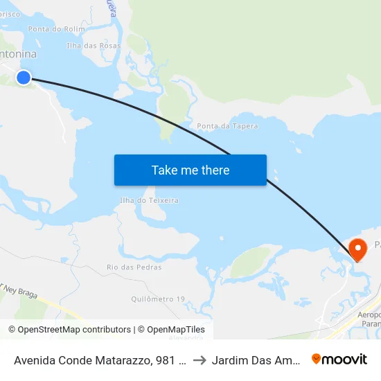 Avenida Conde Matarazzo, 981 - Escola Moysés Lupion to Jardim Das Américas-Curitiba map